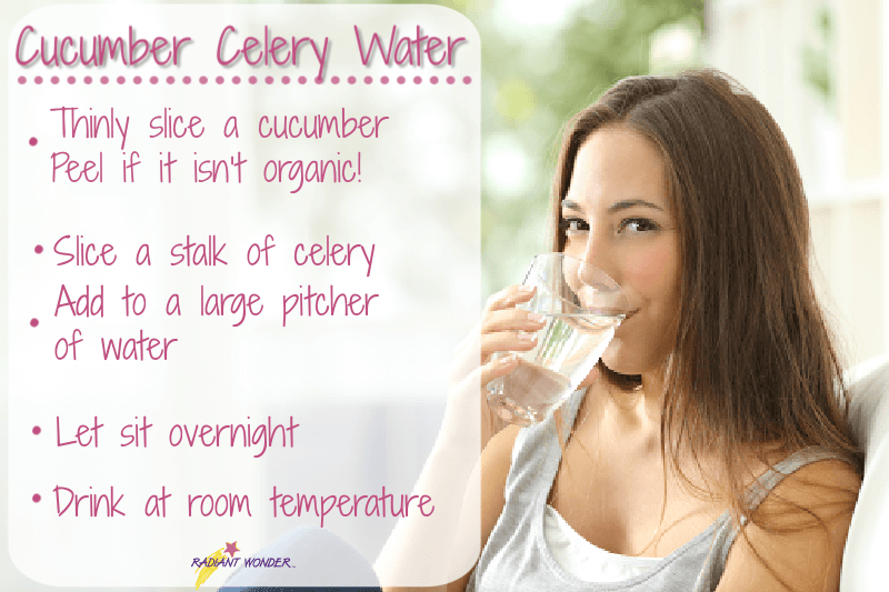 Woman drinking glass of cucumber water